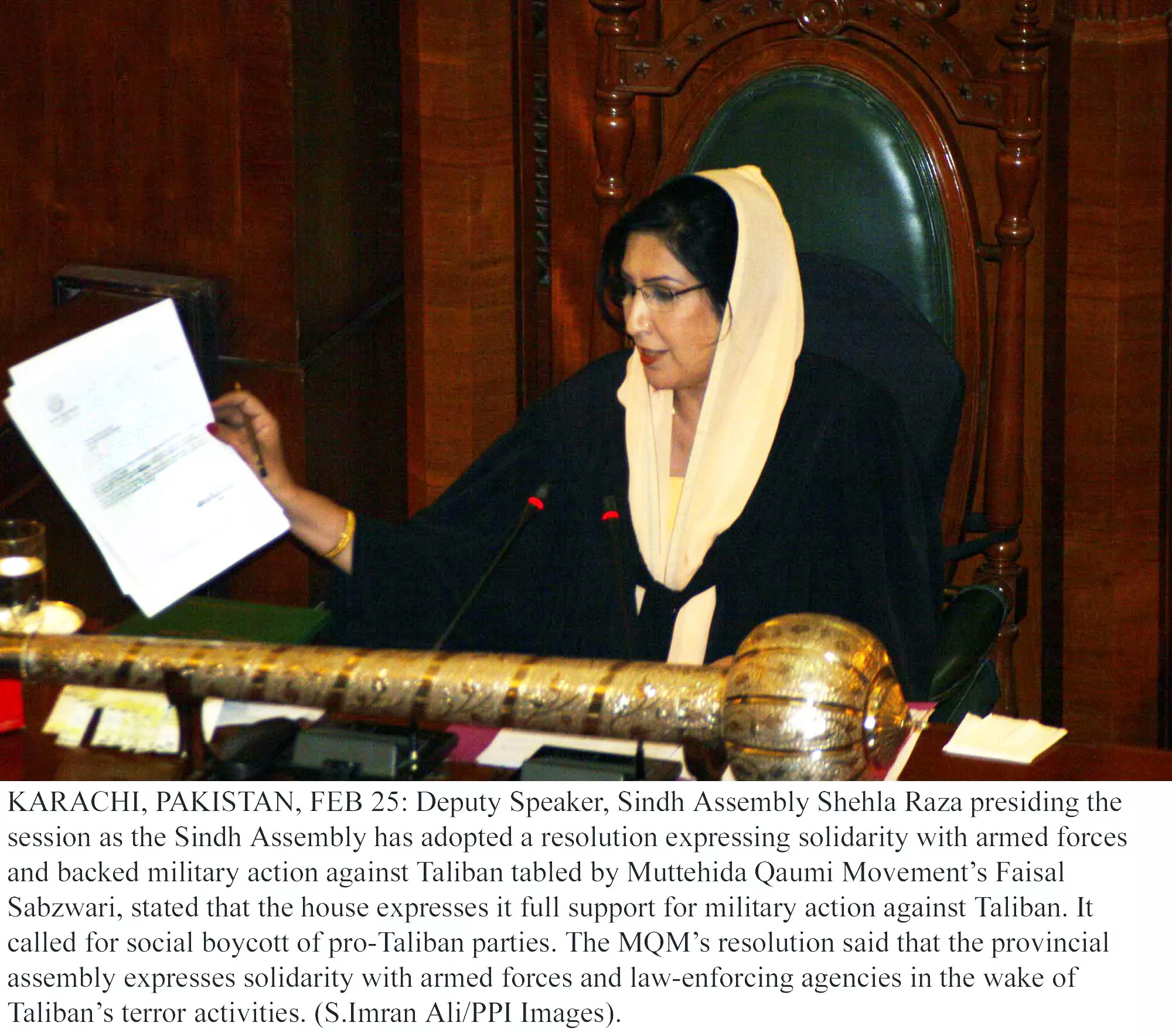 deputy speaker sindh assembly holds up a resolution approved in the assembly on tuesday photo ppi deputy speaker sindh assembly holds up a resolution approved in the assembly on tuesday photo ppi