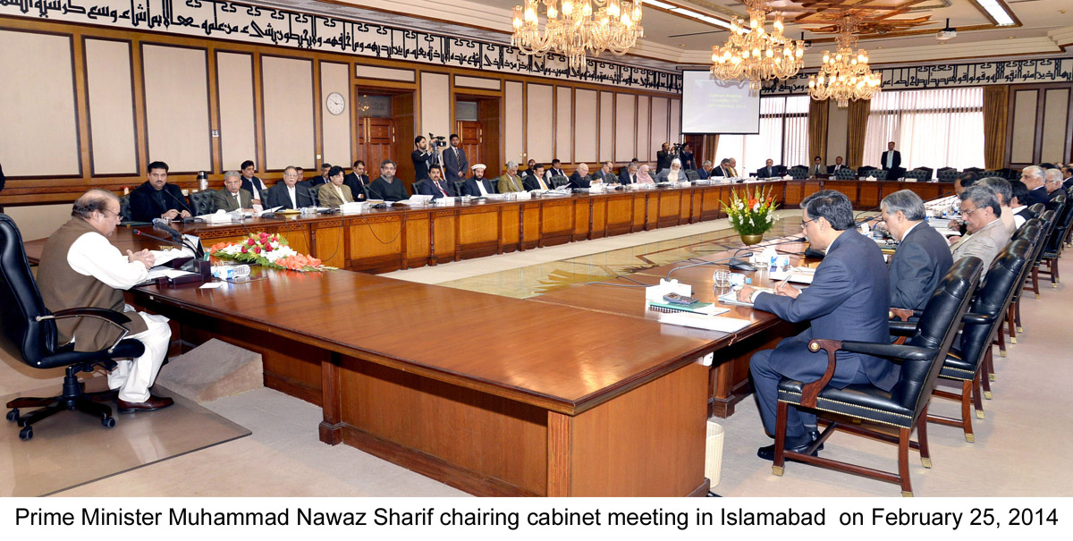 prime minister nawaz sharif chairing the cabinet meeting in islamabad on tuesday photo pid