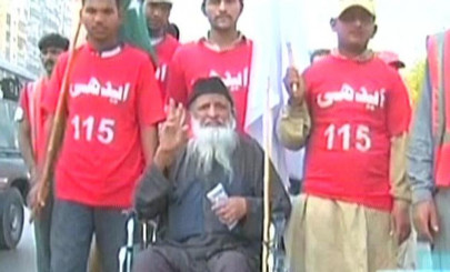 abdul sattar edhi rallying for peace in karachi