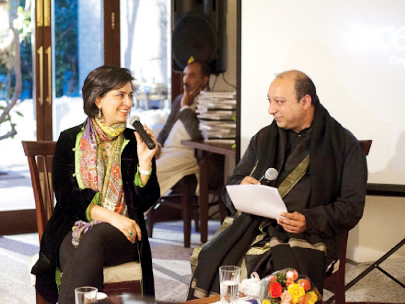 art critic and writer asim akhtar in conversation with the artist naiza khan photo myra iqbal