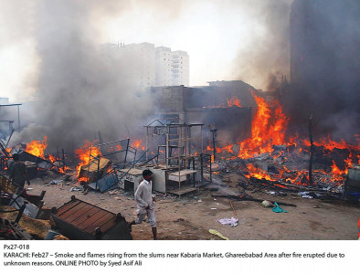 engulfed fire breaks out in liaquatabad