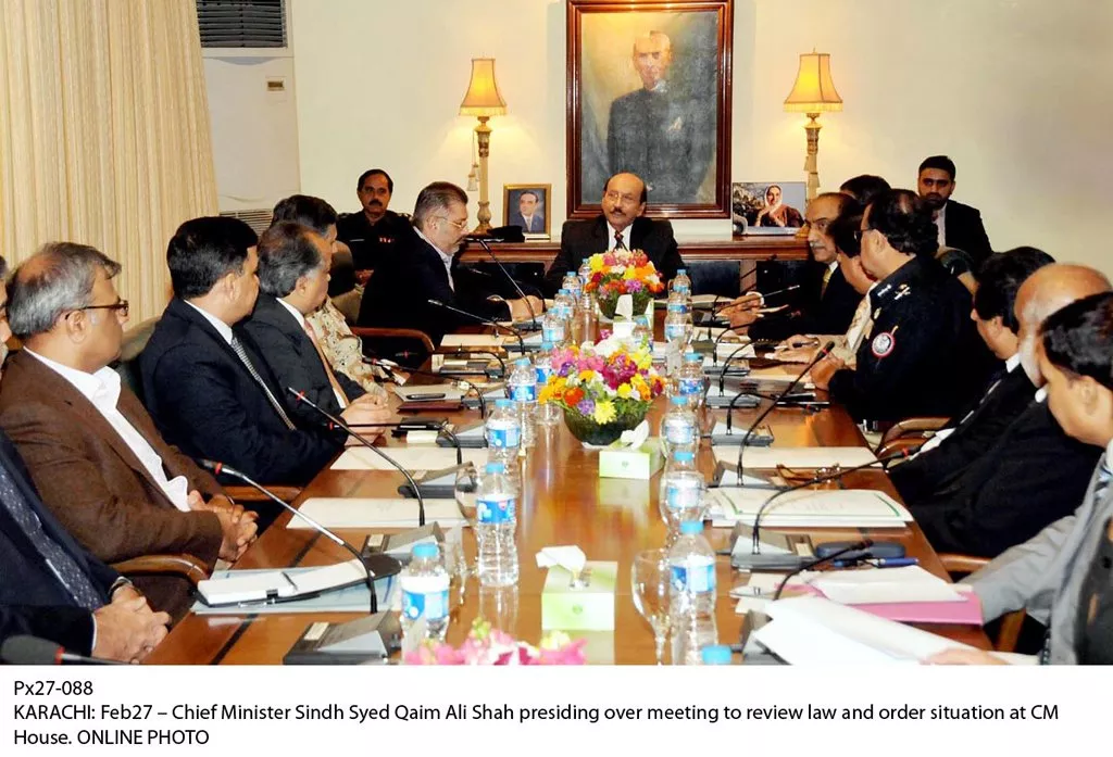 chief minister syed qaim ali shah presiding over a meeting to review law and order situation at cm house in karachi photo online chief minister syed qaim ali shah presiding over a meeting to review law and order situation at cm house in karachi photo online