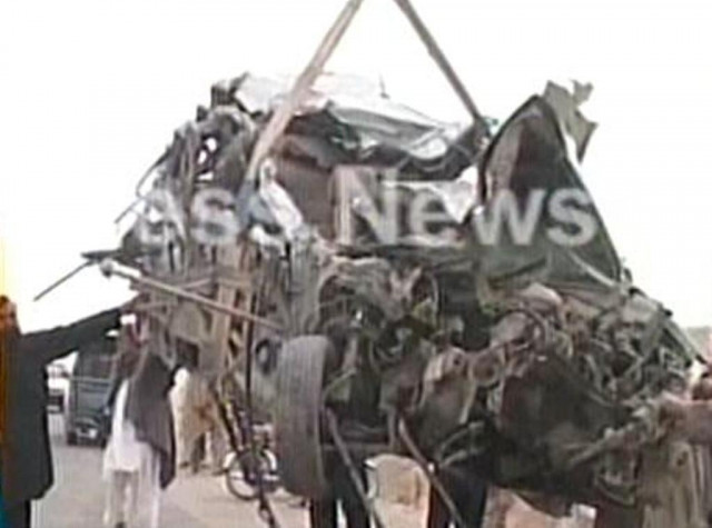 express news screengrab of the vehicle after the collision in chaman express news screengrab of the vehicle after the collision in chaman