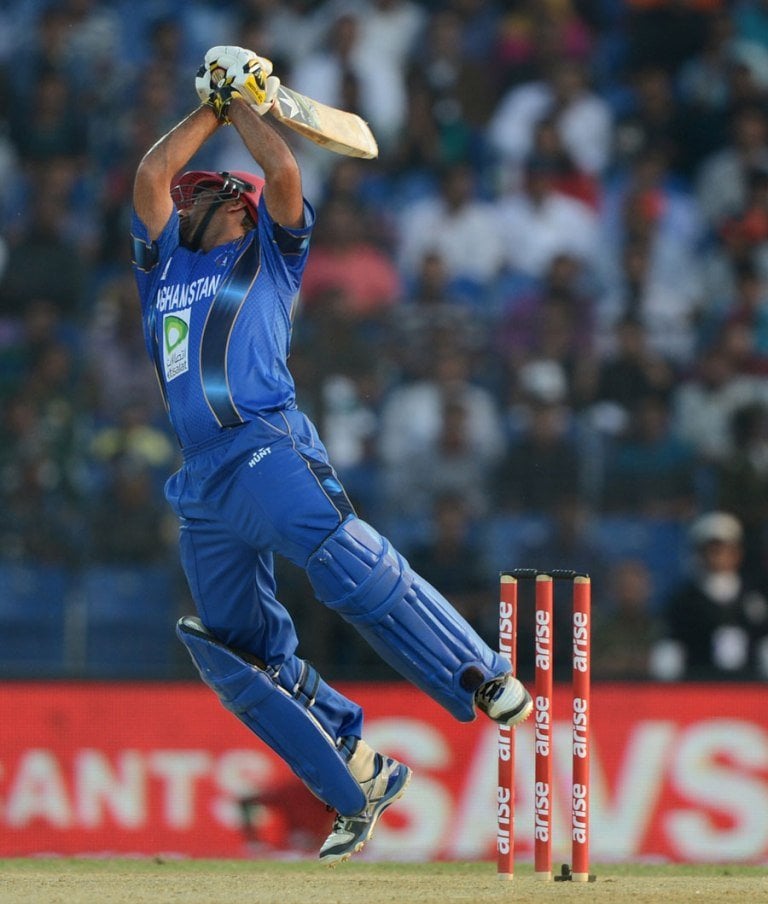 afghanistan 039 s asghar stanikzai during the match on march 1 photo afp