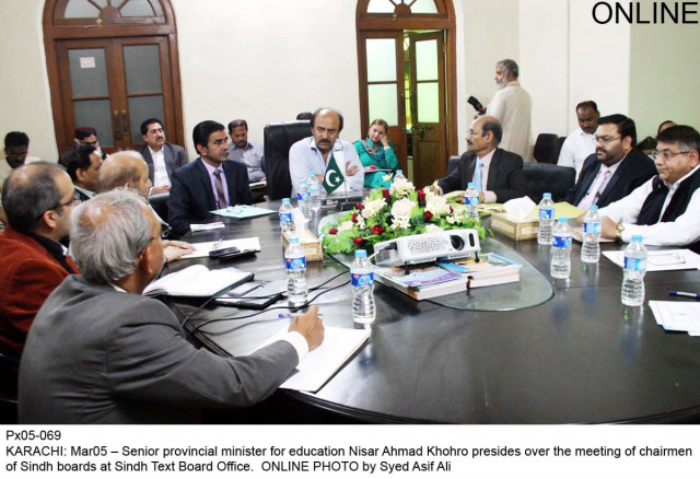sindh minister for education nisar ahmed khuhro chairing a meeting of the sindh boards photo online sindh minister for education nisar ahmed khuhro chairing a meeting of the sindh boards photo online