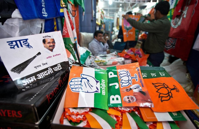 various indian national and regional political party flags and election campaign materials are seen for sale at a wholesale shop in new delhi on march 5 2014 photo afp various indian national and regional political party flags and election campaign materials are seen for sale at a wholesale shop in new delhi on march 5 2014 photo afp