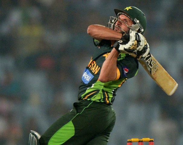 the mercurial afridi fashioned two tense last over wins slamming an 18 ball 34 against india before making an astonishing 59 off 25 balls against bangladesh photo afp file
