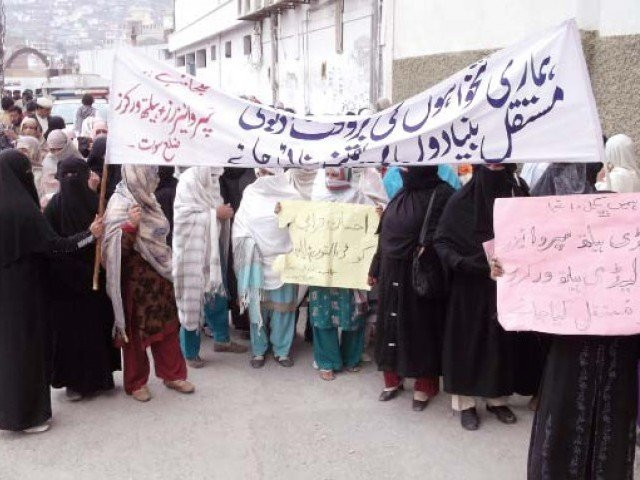 our salaries have not been paid for the past four months leaving us financially paralysed swat lady health workers association photo express our salaries have not been paid for the past four months leaving us financially paralysed swat lady health workers association photo express
