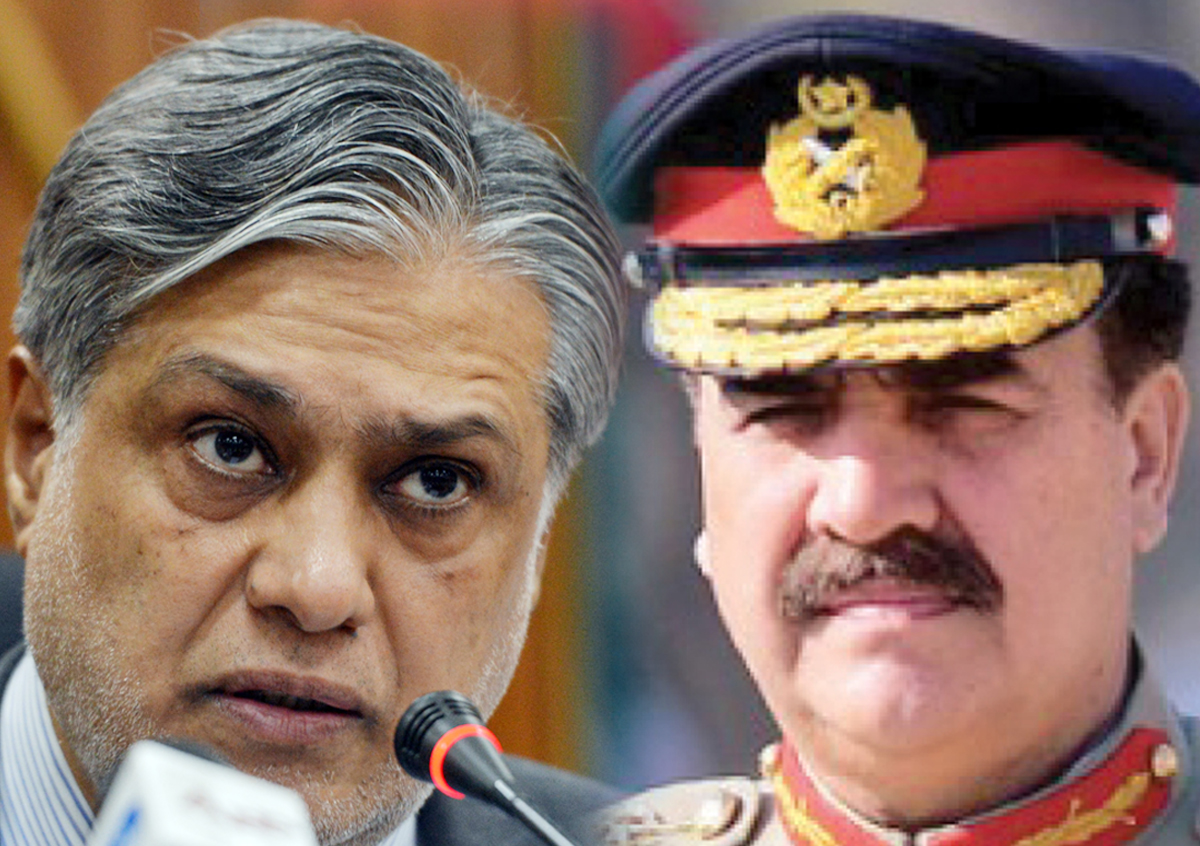 finance minister ishaq dar l and army chief gen raheel shareef r discussed the budgetary allocations for the army for 2014 15 photo file