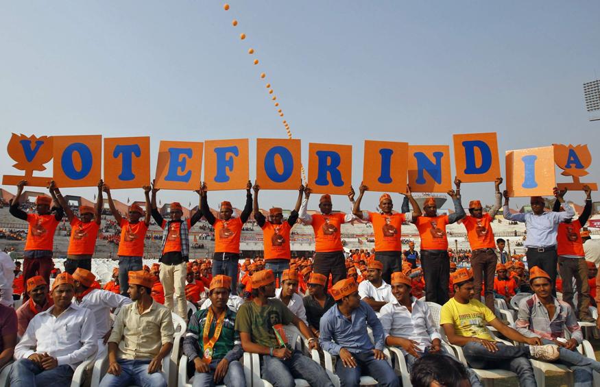 supporters of gujarat 039 s chief minister narendra modi the prime ministerial candidate for india 039 s main opposition bharatiya janata party bjp during a rally being addressed by modi ahead of the 2014 general elections photo reuters