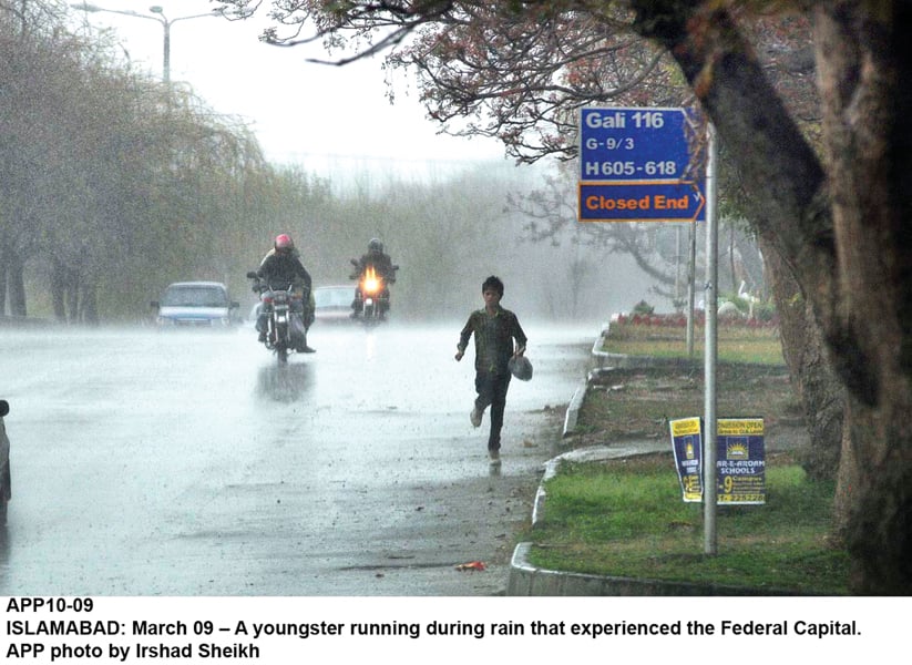 a boy racing home during the rain photo app