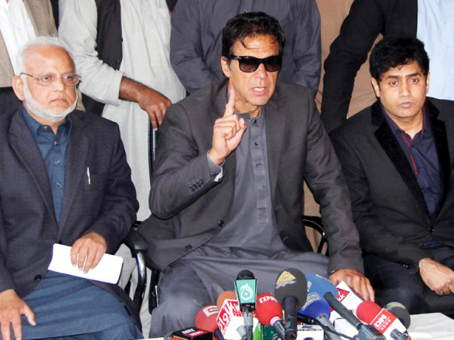 pti chief imran khan speaks to the media in lahore on monday photo online pti chief imran khan speaks to the media in lahore on monday photo online