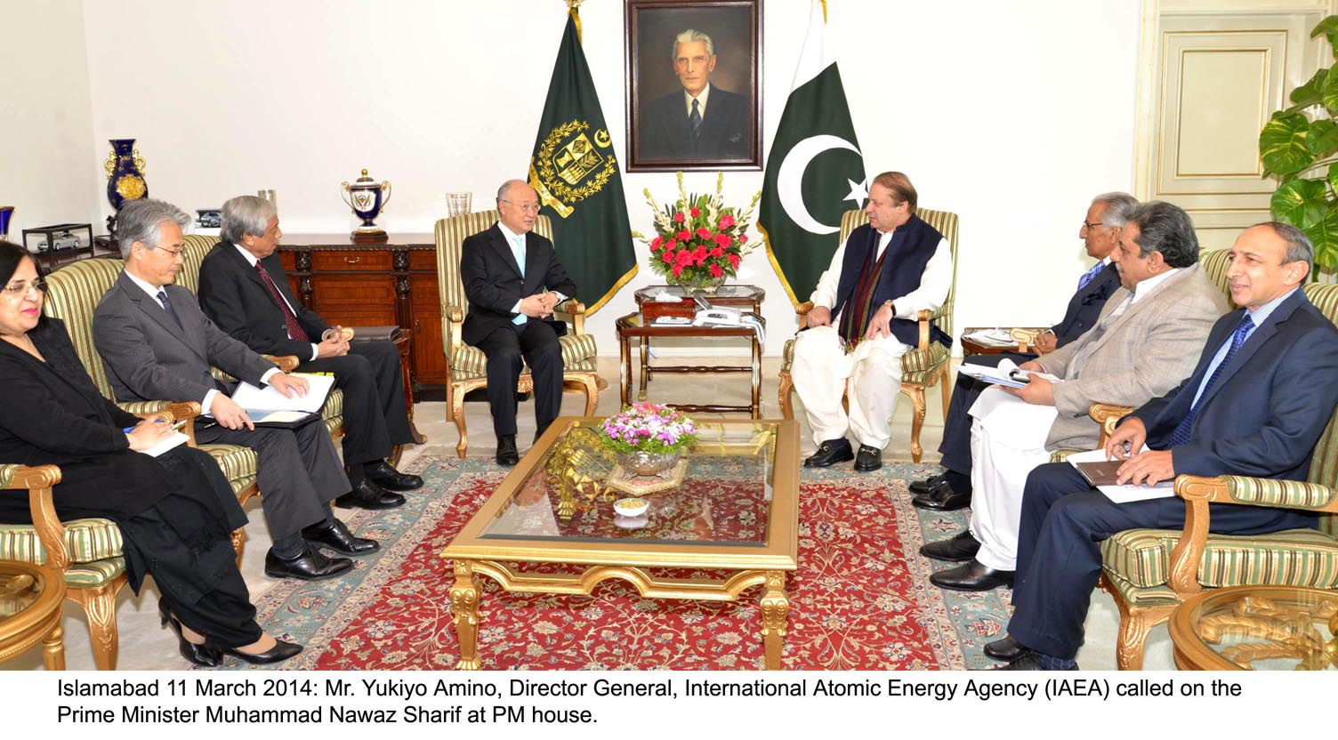 dg iaea yukiyo amano in a meeting with prime minister nawaz sharif at the pm house on tuesday photo pid