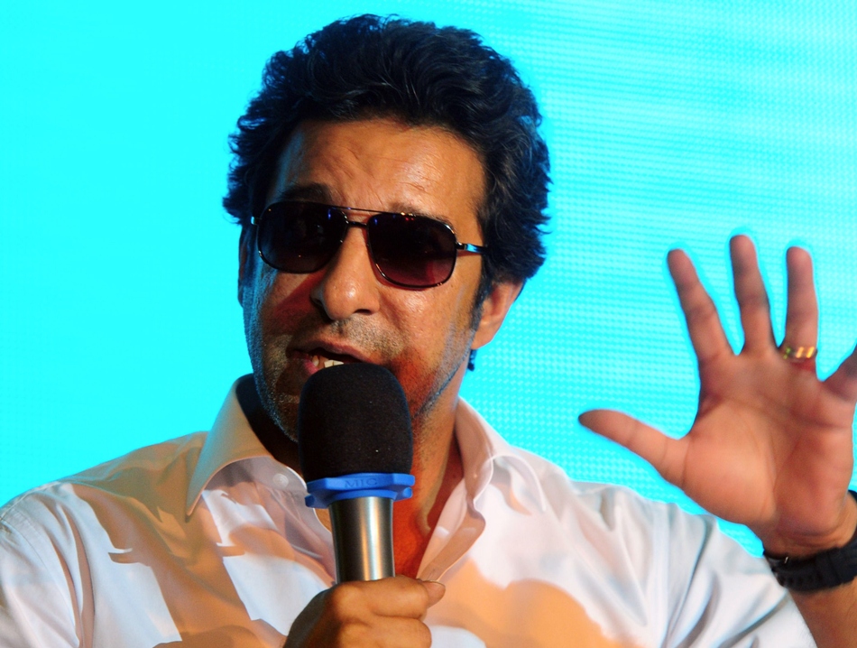 wasim during a press conference in karachi on tuesday photo afp