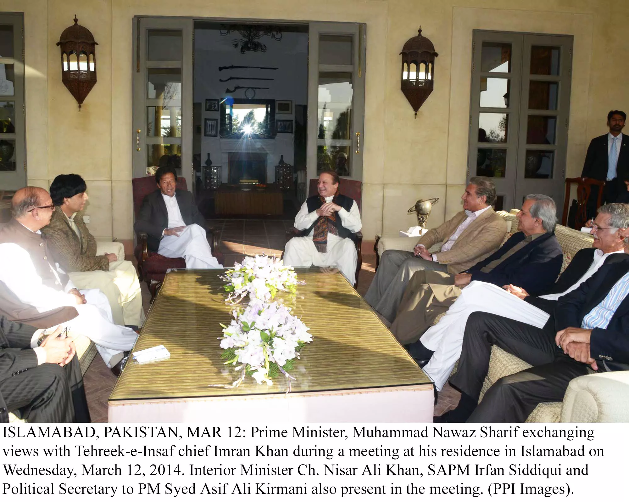 prime minister nawaz sharif c r and pakistan tehreek e insaf chief imran khan c l share a laugh during their talks in islamabad on wednesday photo ppi prime minister nawaz sharif c r and pakistan tehreek e insaf chief imran khan c l share a laugh during their talks in islamabad on wednesday photo ppi