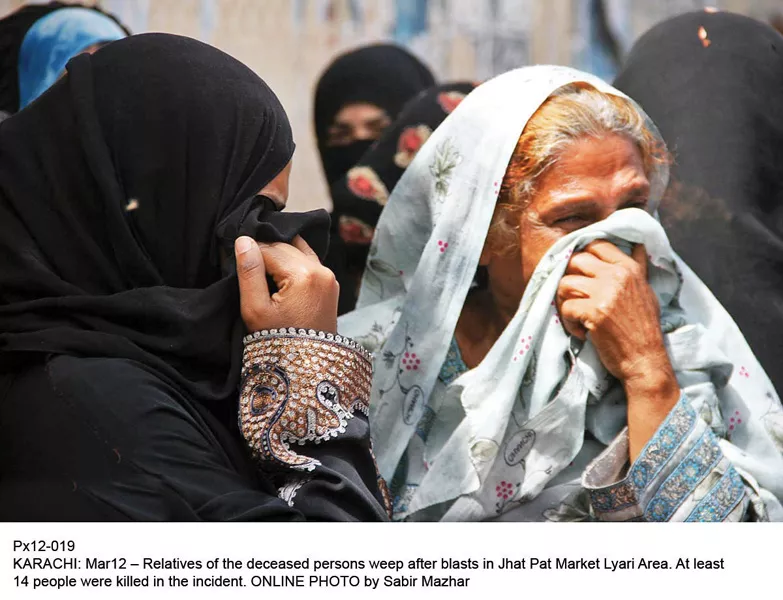 several mothers lost their teenage daughters on wednesday as most of the victims of the explosions in jhat pat market in lyari were women and children photo online several mothers lost their teenage daughters on wednesday as most of the victims of the explosions in jhat pat market in lyari were women and children photo online