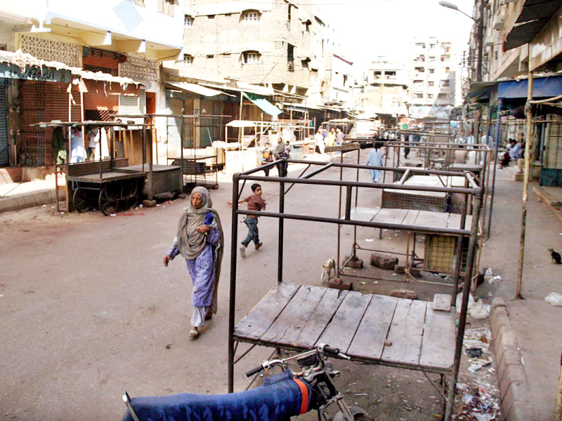 jhatpat market the site of wednesday s bloodbath is shut along with the rest of the crime infested area of lyari photo online
