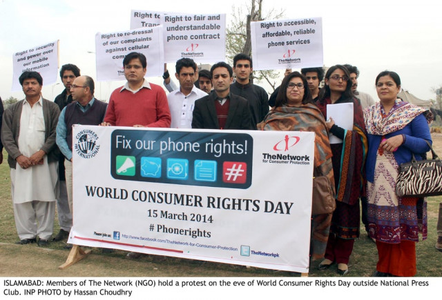 members of the network ngo held a protest on the eve of world consumer rights day national press club photo inp