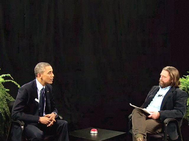 in the satirical interview that debuted on a comedy website obama and zach trade insults feign boredom and annoyance and plug obamacare in the six minute clip photo file in the satirical interview that debuted on a comedy website obama and zach trade insults feign boredom and annoyance and plug obamacare in the six minute clip photo file