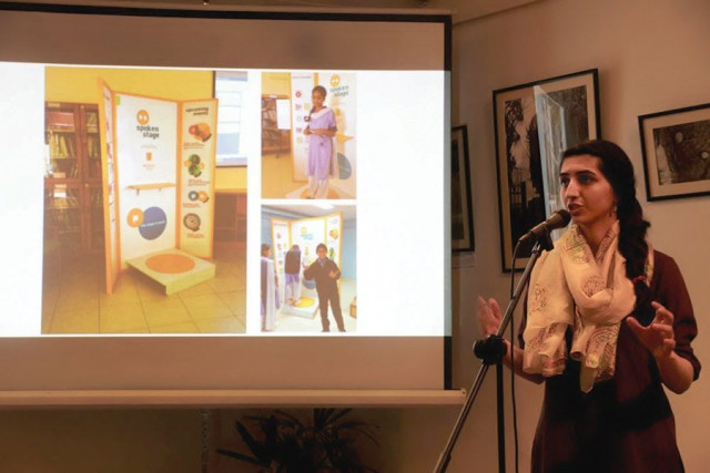 thirteen brave young poets came up at spoken stage s first event held at the second floor on saturday evening to encouraging freedom of expression by experimenting with the tradition of oral poetry and the spoken word photos courtesy sarah paracha