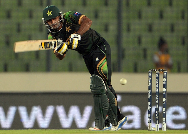 mohammad hafeez plays a shot during the warm up photo afp mohammad hafeez plays a shot during the warm up photo afp
