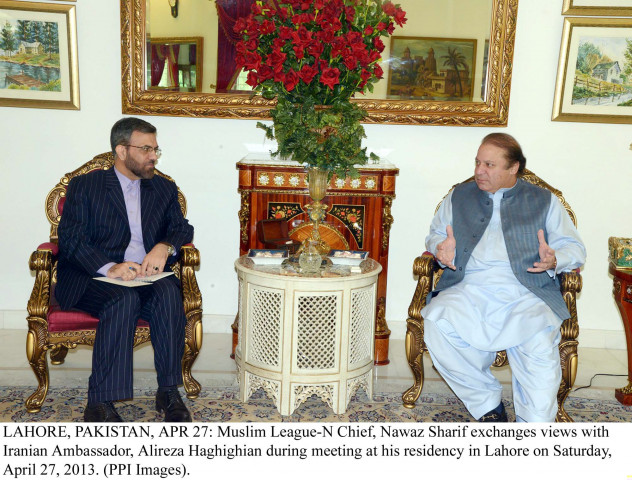 nawaz sharif with iranian ambassador alireza haghiaghan in april 2013 photo ppi file nawaz sharif with iranian ambassador alireza haghiaghan in april 2013 photo ppi file