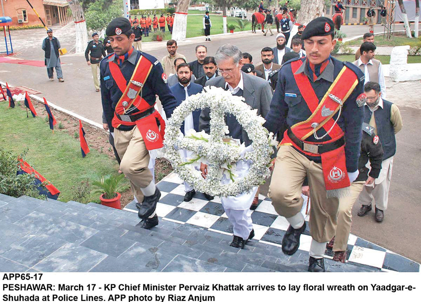 the chief minister laid floral wreaths at monuments of police martyrs at malik saad police lines photo app