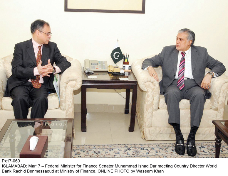 the director called on finance minister ishaq dar and discussed issues related to the world bank s assistance to pakistan photo online