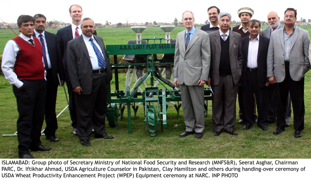 usda handed over wheat sowing planters to various research institutions and universities that would replace the traditional hand sowing system and antiquated machinery currently utilised in pakistan photo inp