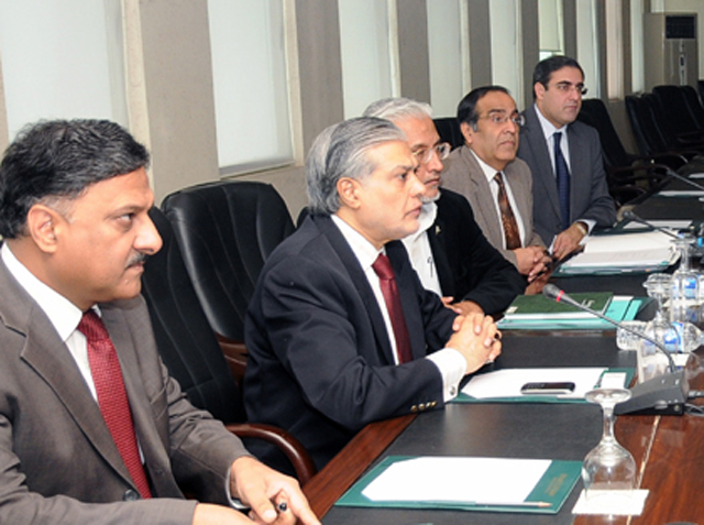 federal minister for finance revenue statistics economic affairs and privatization senator mohammad ishaq dar chaired the meeting photo pid file