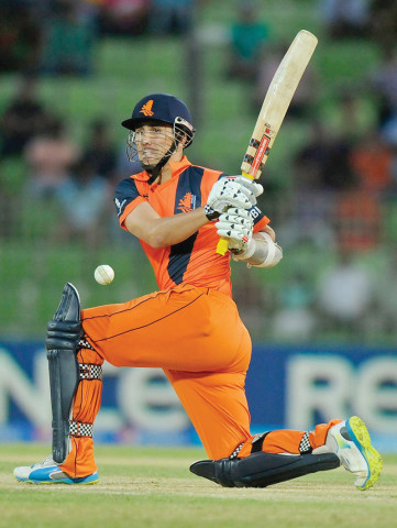 tom cooper s 15 ball 45 comprised six sixes and a boundary with the dutch batsman hitting four sixes off george dockrell s 11th over photo icc tom cooper s 15 ball 45 comprised six sixes and a boundary with the dutch batsman hitting four sixes off george dockrell s 11th over photo icc