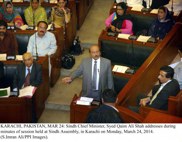 sindh chief minister syed qaim ali shah addressing the house on monday photo ppi sindh chief minister syed qaim ali shah addressing the house on monday photo ppi