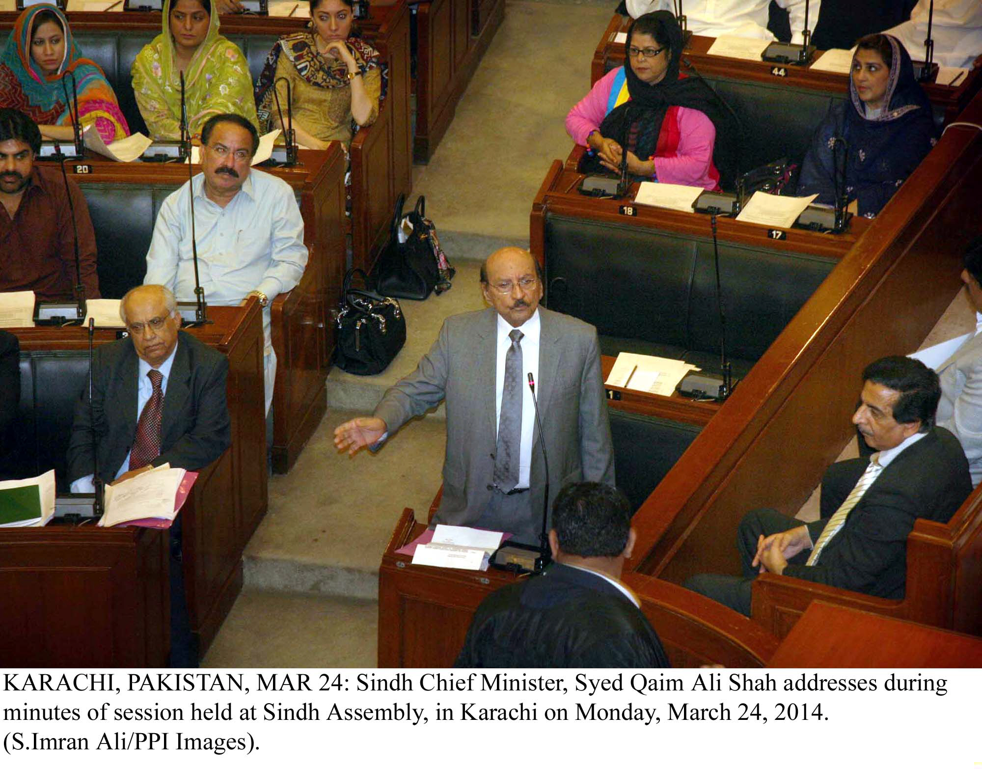 sindh chief minister syed qaim ali shah addressing the house on monday photo ppi