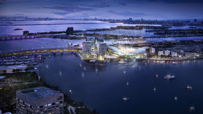 david beckham unveils proposal for waterfront miami football stadium