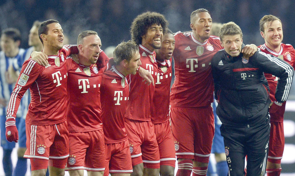 german giants bayern munich secured yet another bundesliga title in record time after defeating hertha berlin 3 1 on tuesday photo afp