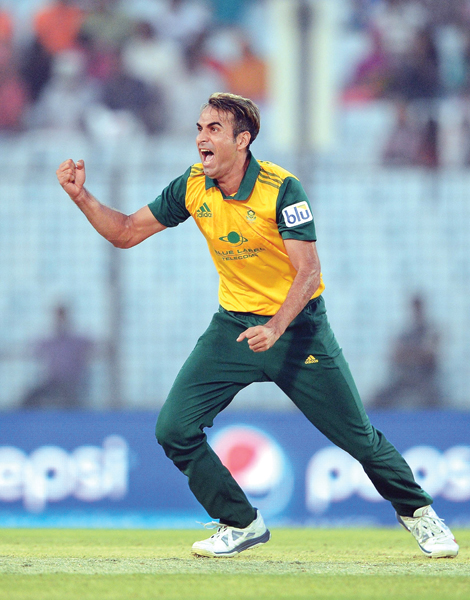 tahir took four for 21 in his four beguiling overs to keep the netherlands down to 139 in 18 4 overs in a chase for 146 photo afp