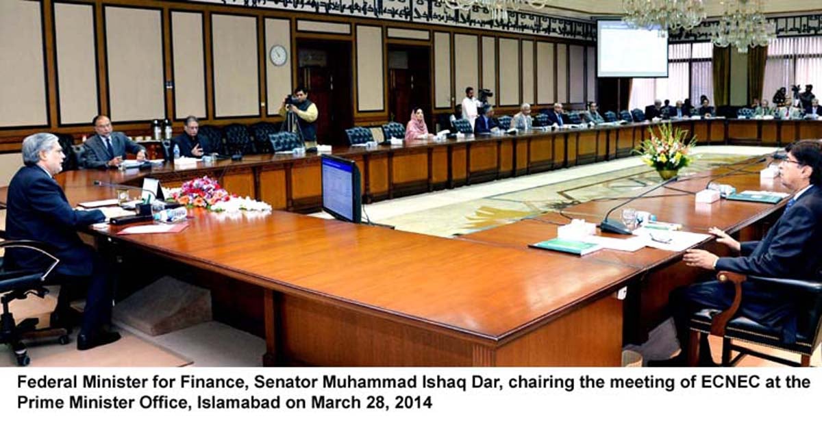 finance minister ishaq dar chairing the ecnec meeting at the pm house on friday photo pid