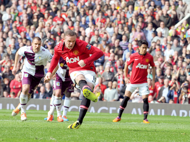 manchester united celebrated a much needed 4 1 victory over aston villa at the old trafford on saturday photo afp