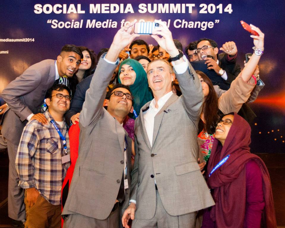 us ambassador to pakistan richard g olson upon his arrival invited participants to join him on stage to take a selfie for the first time photo us embassy facebook page