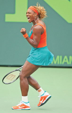 in a battle of the world s top two players the us world number one took her tally of wta titles to 59 including 17 grand slam triumphs photo afp