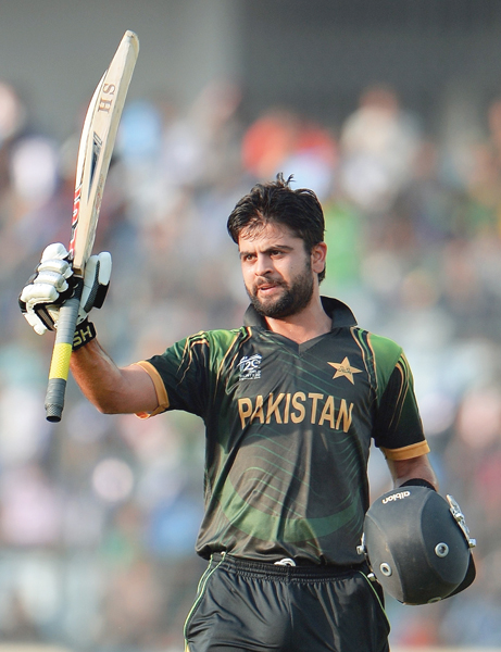 shehzad celebrates after scoring a century photo afp