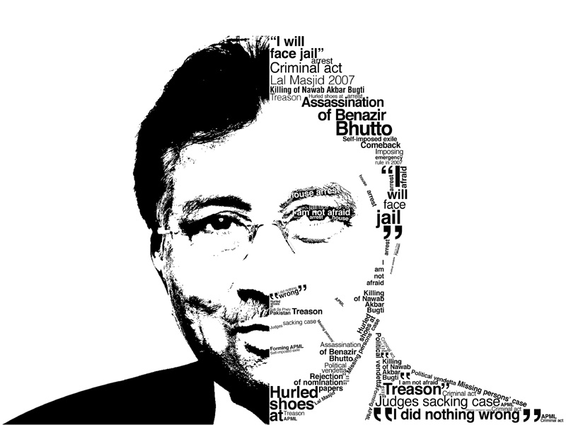 according to the prosecution musharraf s presence is not required in court after charges have been framed against him the trial can also be concluded in his absence design faizan dawood