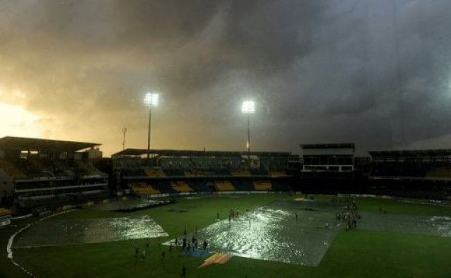 torrential rain washed out the match between pakistan and west indies photo afp torrential rain washed out the match between pakistan and west indies photo afp