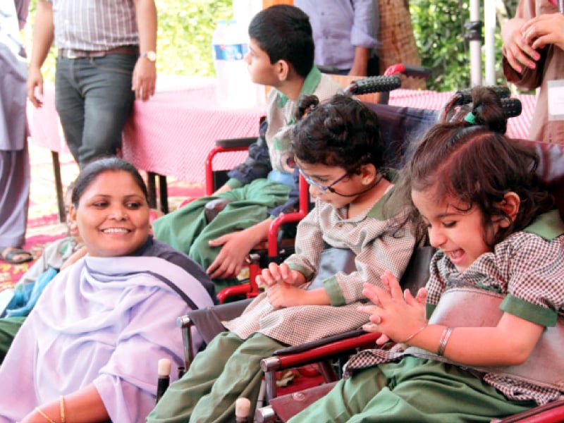 al umeed rehabilitation association organised a fun day in the sun for children suffering from cerebral palsy at alliance francaise de karachi on tuesday photo ayesha mir express