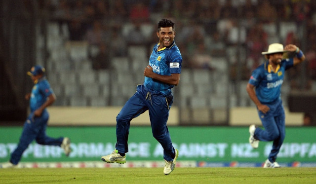 sri lanka bowler seekkuge prasanna celebrates after taking the wicket of west indies batsman lendl simmons during the icc world twenty20 cricket tournament first semi final match between sri lanka and west indies on april 3 2014 photo afp sri lanka bowler seekkuge prasanna celebrates after taking the wicket of west indies batsman lendl simmons during the icc world twenty20 cricket tournament first semi final match between sri lanka and west indies on april 3 2014 photo afp