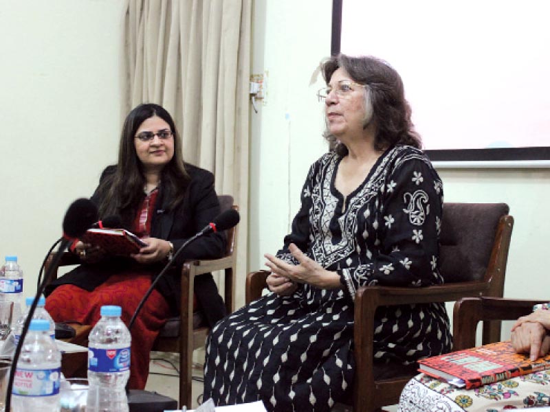 moneeza hashmi speaks of her experiences at the book launch photo express