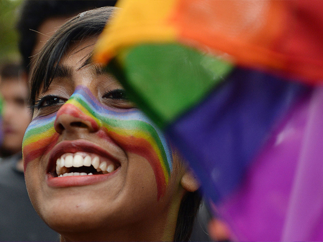 an indian supporter of the lesbian gay bisexual transgender lgbt community takes part in a pride parade in in chennai on june 24 2018 photo afp