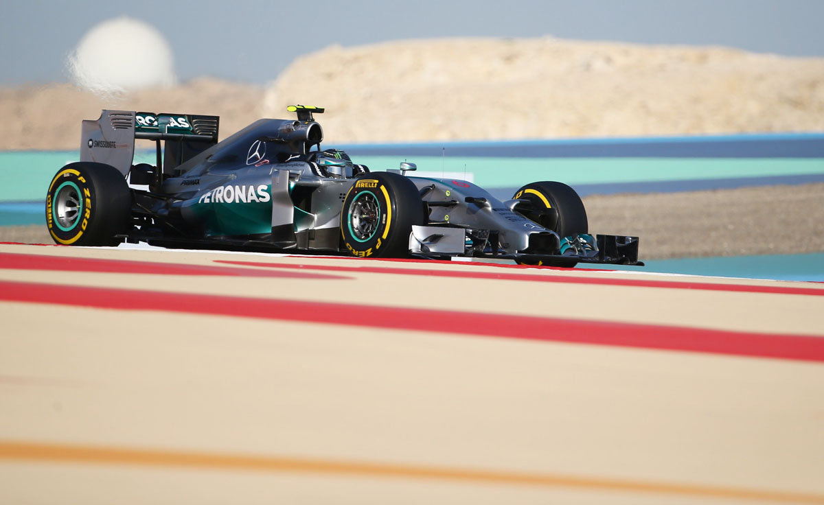 mercedes amg petronas german driver nico rosberg steers his car during the third practice session of the formula one bahrain grand prix at bahrain 039 s sakhir circuit in manama on april 5 2014 photo afp