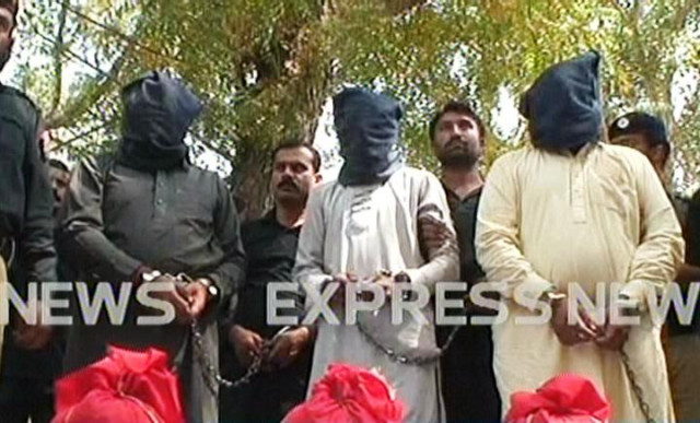 an express news screengrab of the three arrested suspects an express news screengrab of the three arrested suspects
