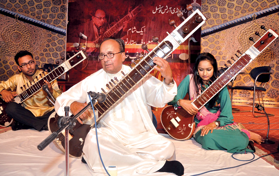 ustad abdul latif khan and his disciples perform at rawalpindi arts council on sunday photo waseem nazeer express